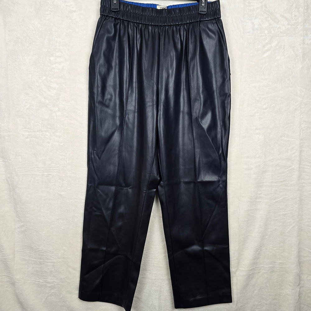 Scotch &‎ Soda Estelle Navy Blue Faux Leather Elastic Waist Tapered Pants Large